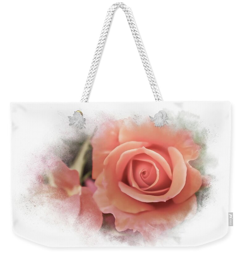 Peach Rose Weekender Tote Bag featuring the photograph Peach Perfection by Joann Copeland-Paul