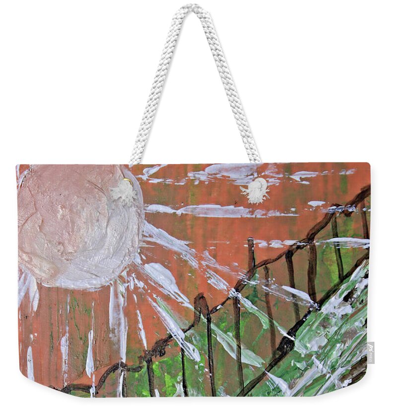 Peach Weekender Tote Bag featuring the painting Peachy Day by April Burton