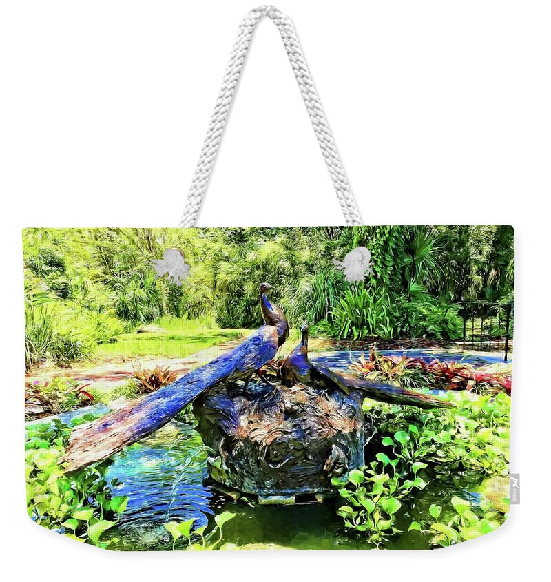 Alicegipsonphotographs Weekender Tote Bag featuring the photograph Peacocks In The Garden by Alice Gipson