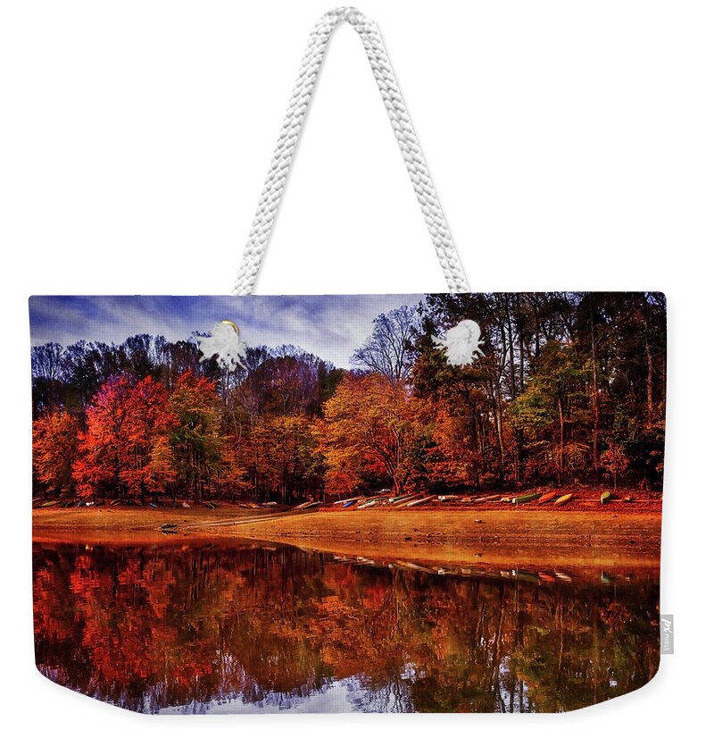 Autumn Weekender Tote Bag featuring the photograph Peak? Nope, Not Yet by Edward Kreis