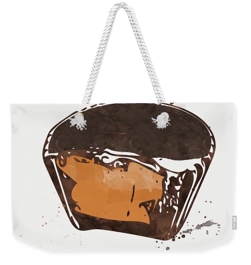 Chocolate Weekender Tote Bag featuring the painting Peanut Butter Cup by Linda Woods