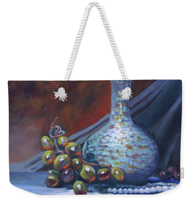 Pearl Necklace Weekender Tote Bag featuring the painting Pearl by Heather Coen