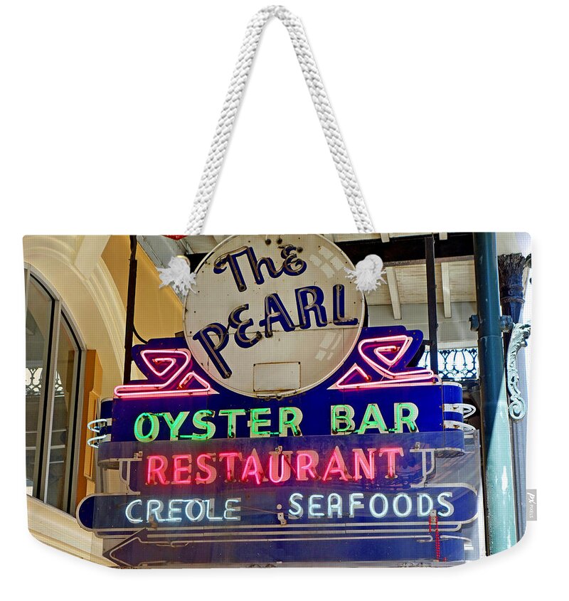 Pearl Oyster Bar Weekender Tote Bag featuring the photograph Pearl Oyster Bar by Robert Meyers-Lussier