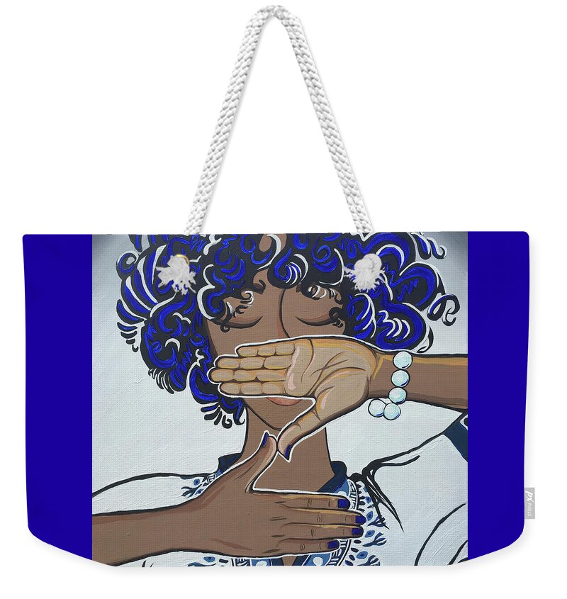 Pearls Weekender Tote Bag featuring the painting Pearls and Dashiki by Alisha Lewis