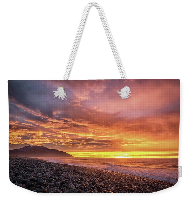 Sunrise Weekender Tote Bag featuring the photograph Pebble beach sunrise by Martin Capek