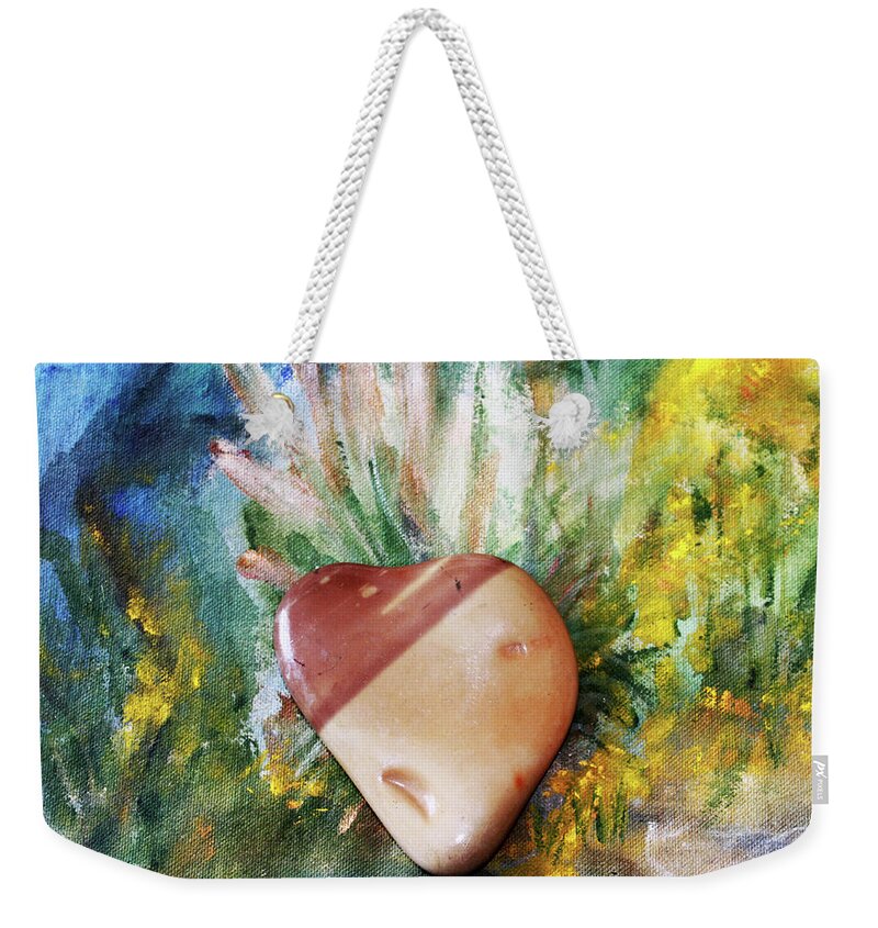 Augusta Stylianou Weekender Tote Bag featuring the photograph Pebble Heart by Augusta Stylianou