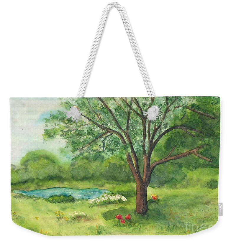 Landscape Weekender Tote Bag featuring the painting Pedro's Tree by Vicki Housel