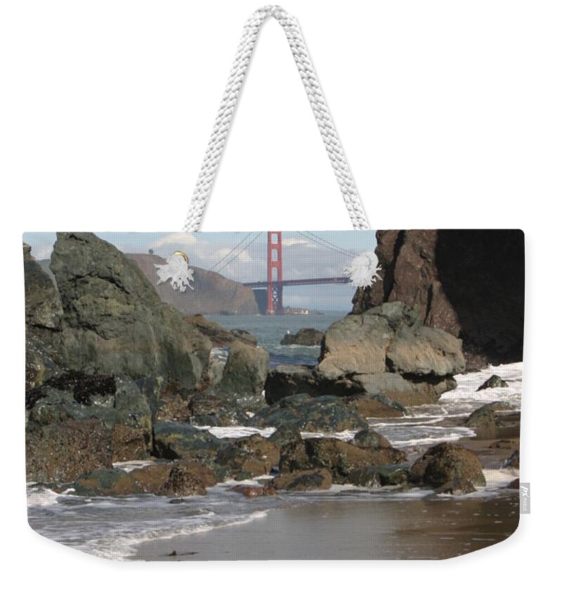 Golden Gate Bridge Weekender Tote Bag featuring the photograph Peek-a-boo Bridge by Jeff Floyd CA