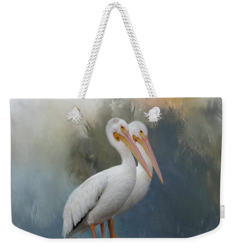 Pelican Weekender Tote Bag featuring the photograph Pelican Pair by Kim Hojnacki