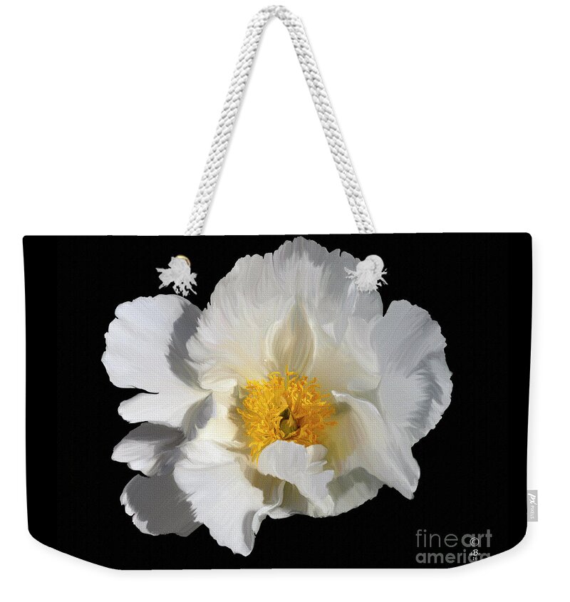 Diane Berry Weekender Tote Bag featuring the painting Peony 5 by Diane E Berry