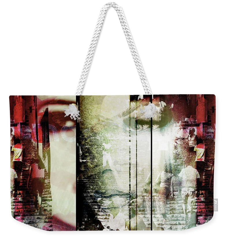 People Weekender Tote Bag featuring the photograph People on the steps by Gabi Hampe