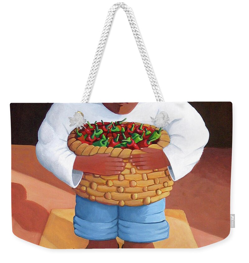 Mexican Weekender Tote Bag featuring the painting Pepper Boy by Lance Headlee
