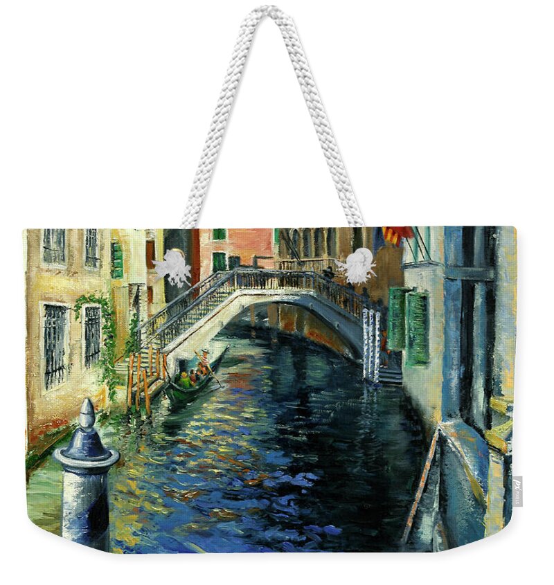 Europe Weekender Tote Bag featuring the painting Perche ero Li -Because I was There by Carolyn Coffey Wallace