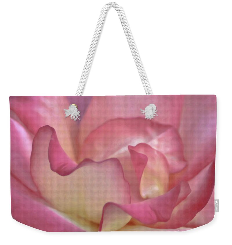 Pink Rose Petals Weekender Tote Bag featuring the photograph Pink Rose Petals by Joann Copeland-Paul