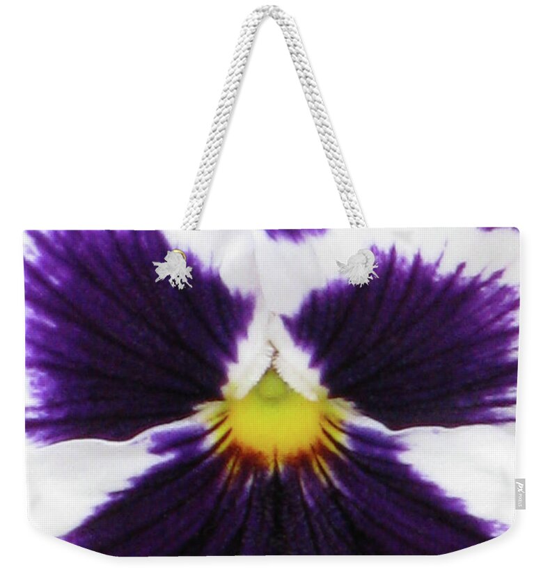 Pansy Weekender Tote Bag featuring the photograph Perfectly Pansy 03 by Pamela Critchlow