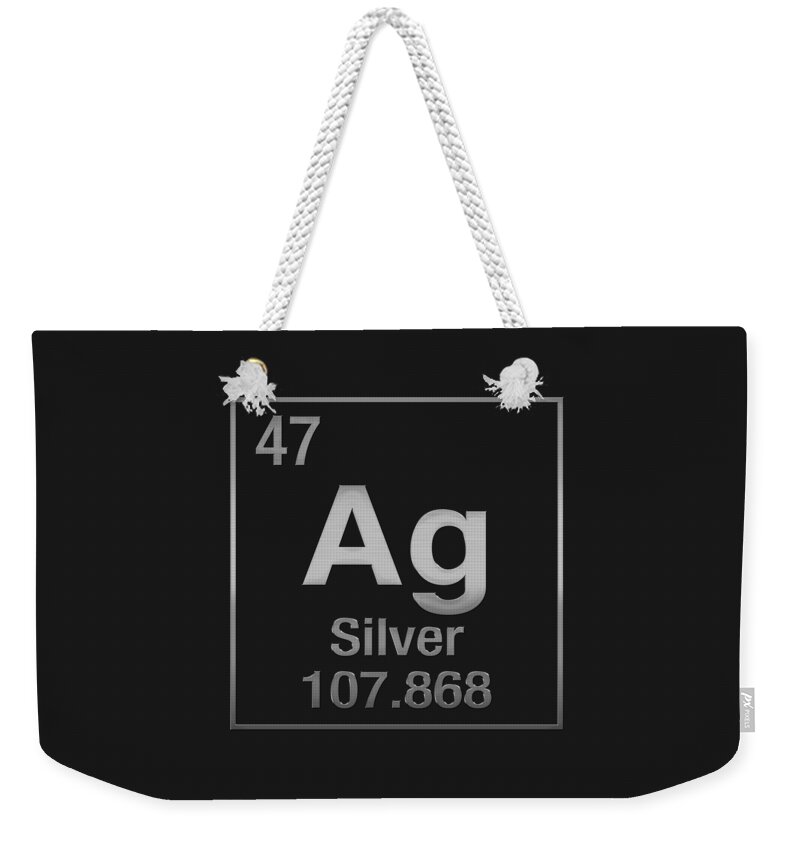 'the Elements' Collection By Serge Averbukh Weekender Tote Bag featuring the digital art Periodic Table of Elements - Silver - Ag - Silver on Black by Serge Averbukh