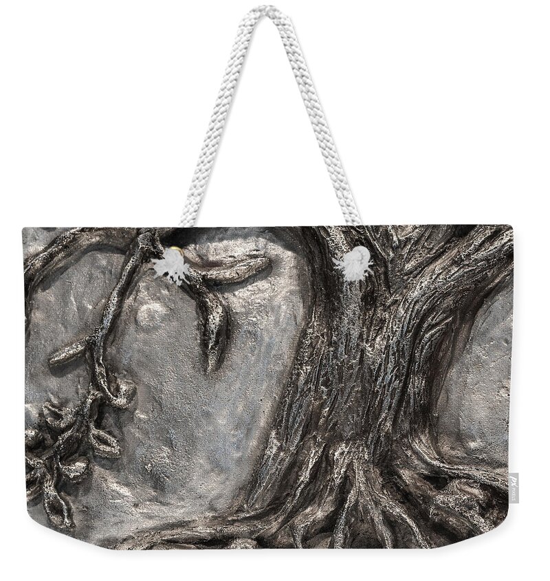 Perseverance Weekender Tote Bag featuring the sculpture Close-up image of Perseverance by Sheila Johns