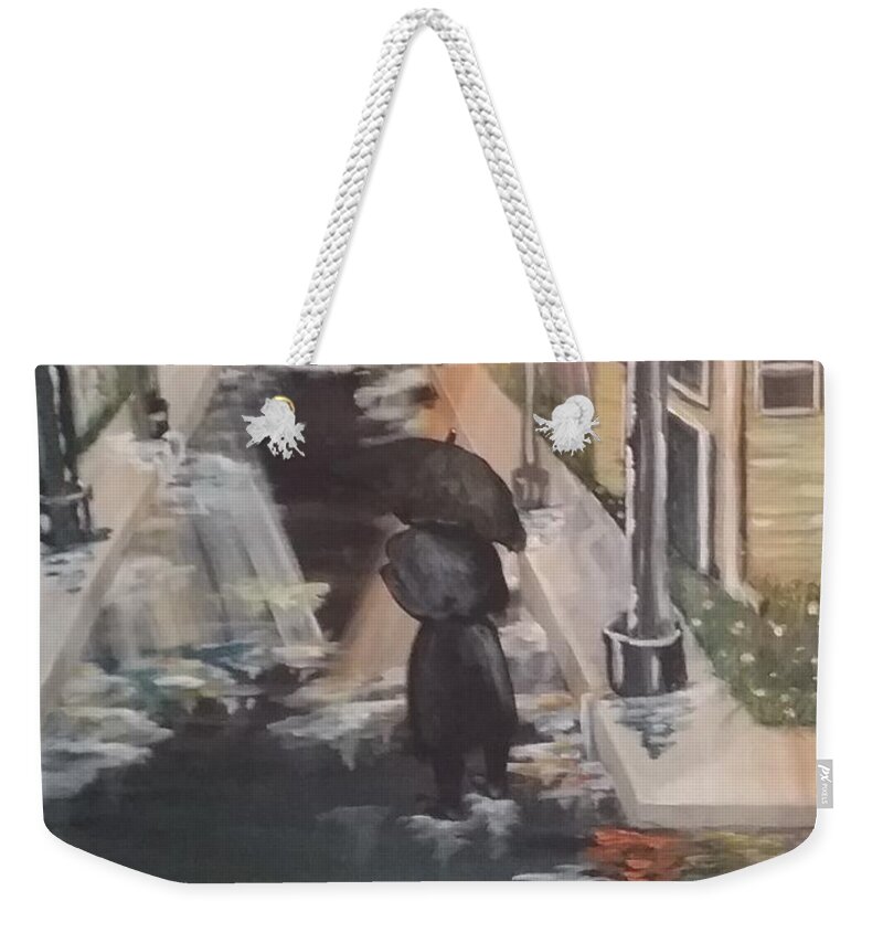 Rain Weekender Tote Bag featuring the painting Persistence by Saundra Johnson