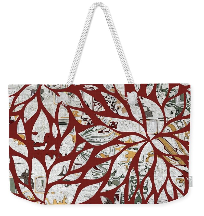 Red Weekender Tote Bag featuring the digital art Petales - 03rd by Variance Collections