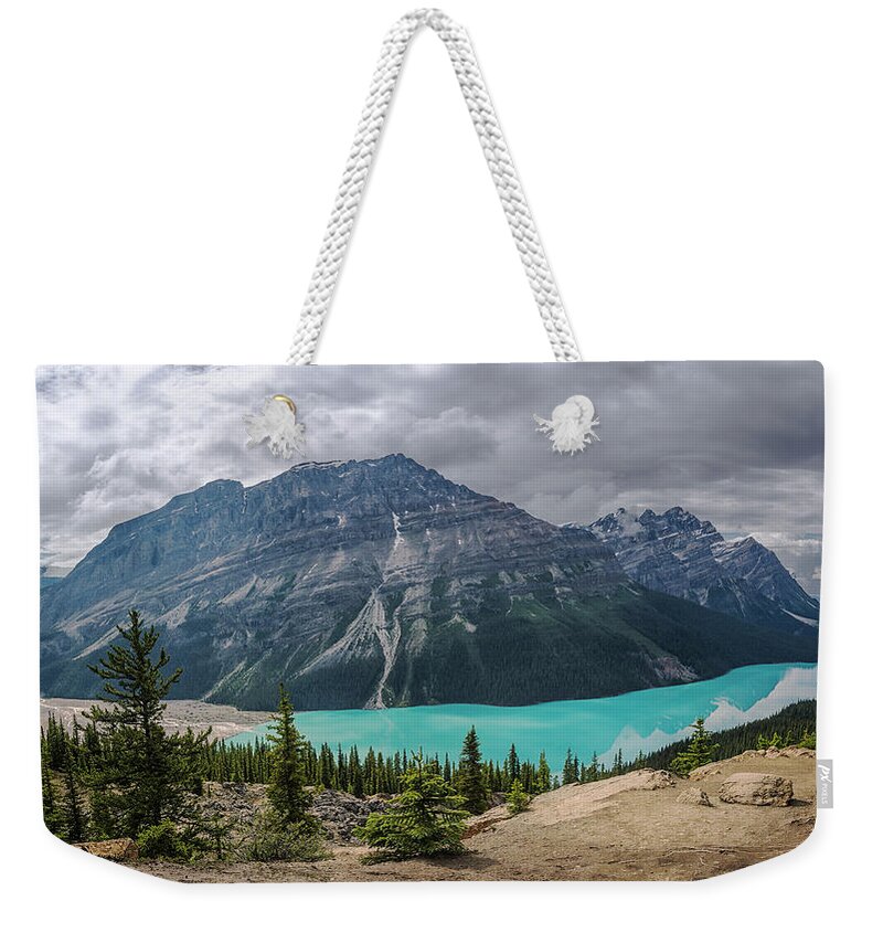 Joan Carroll Weekender Tote Bag featuring the photograph Peyto Lake Banff by Joan Carroll
