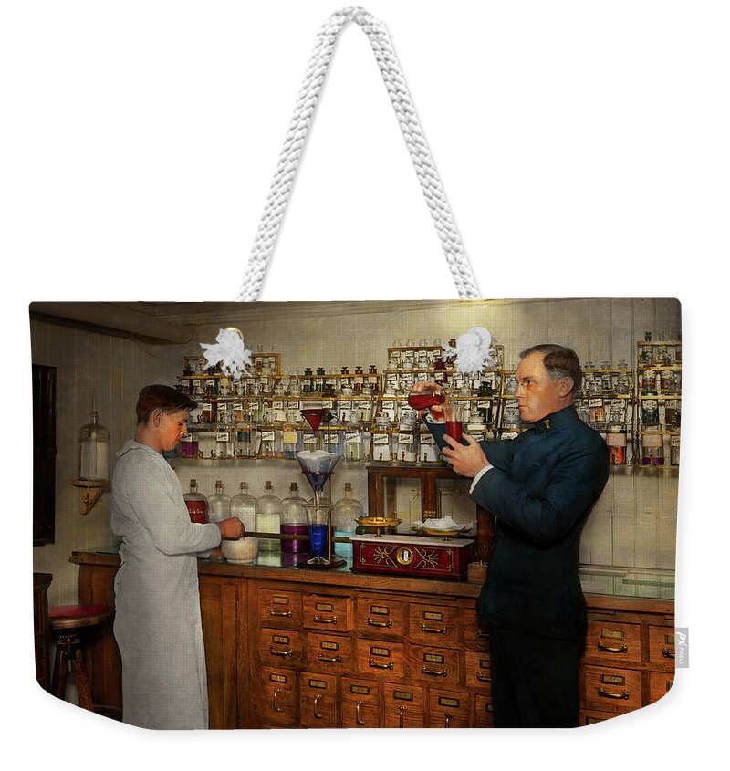 Pharmacist Weekender Tote Bag featuring the photograph Pharmacy - The mixologist 1905 by Mike Savad