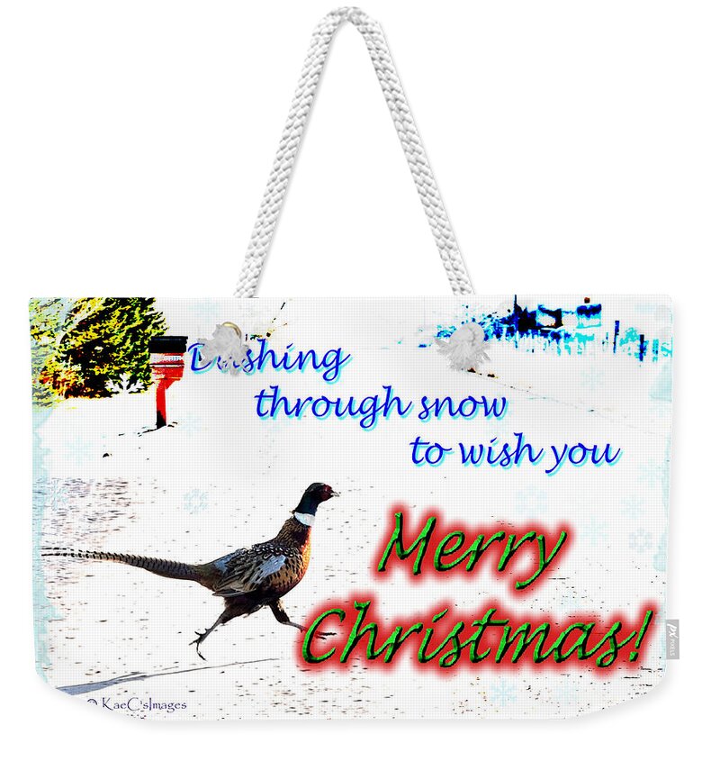 Greeting Card Weekender Tote Bag featuring the digital art Pheasant Greeting by Kae Cheatham