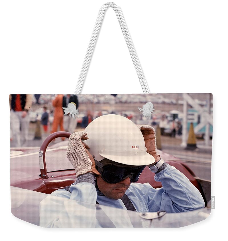 Phil Hill Weekender Tote Bag featuring the photograph Phil Hill on Grid by Robert K Blaisdell