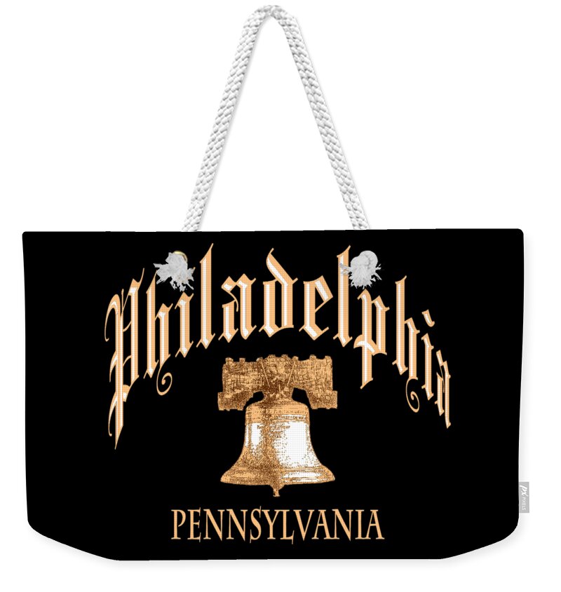 Philadelphia Weekender Tote Bag featuring the mixed media Philadelphia Pennsylvania Design by Peter Potter