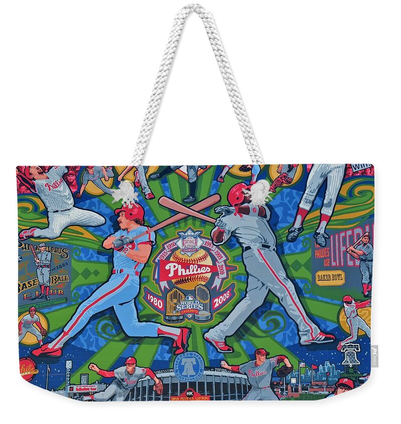 Philadelphia Weekender Tote Bag featuring the photograph Philadelphia Phillies by Frozen in Time Fine Art Photography