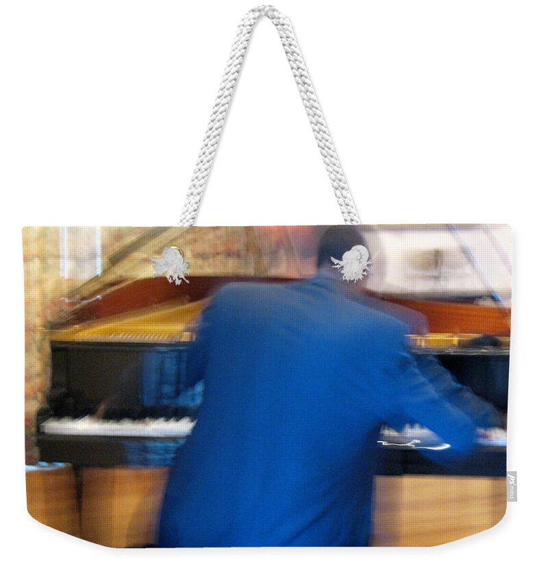 Photo Weekender Tote Bag featuring the photograph Piano Player in Action 1 by John Vincent Palozzi
