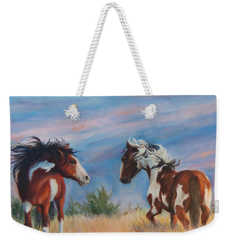 Equine Art Weekender Tote Bag featuring the painting Picasso Challenge by Karen Kennedy Chatham