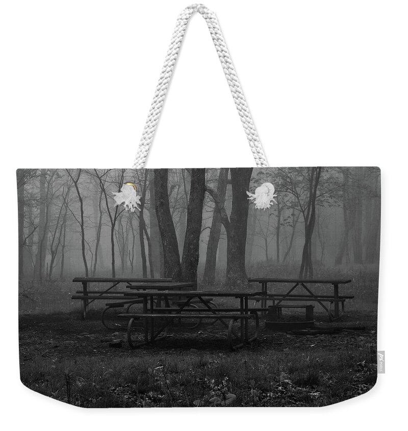 Black And White Weekender Tote Bag featuring the photograph Picnic Anyone? by Kathi Isserman