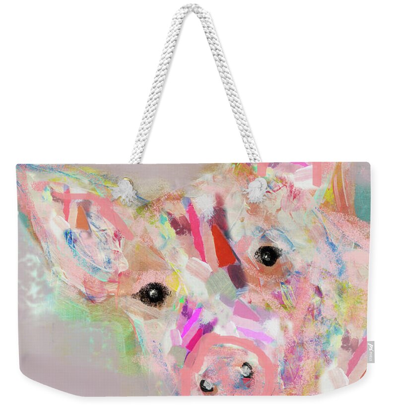 Pig Weekender Tote Bag featuring the painting Pig by Claudia Schoen