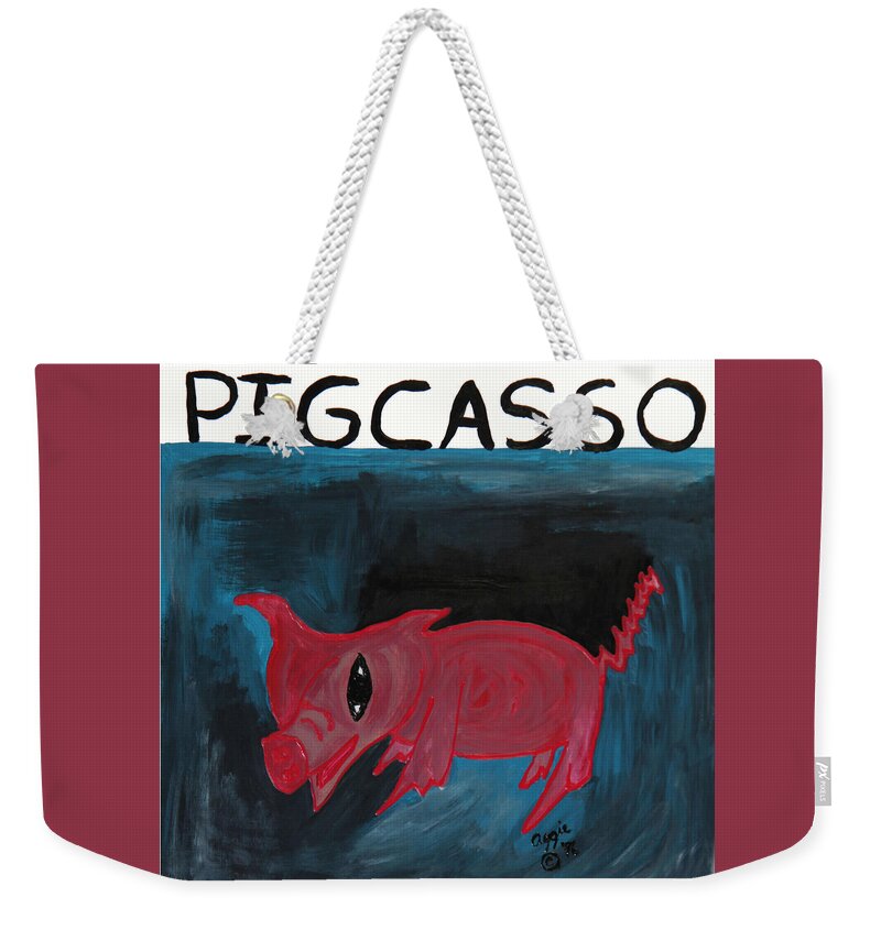 Picasso Weekender Tote Bag featuring the painting Pigcasso by Stephanie Agliano
