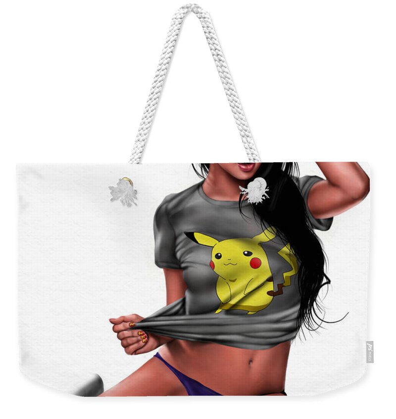 Pete Weekender Tote Bag featuring the painting Pika Pika by Pete Tapang