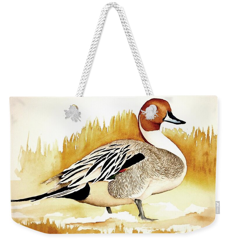 Pintail Weekender Tote Bag featuring the painting Pin-Up II by Richard Rooker