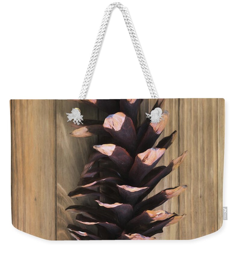 Pine Cone Weekender Tote Bag featuring the photograph Pine Cone I by Tom Mc Nemar