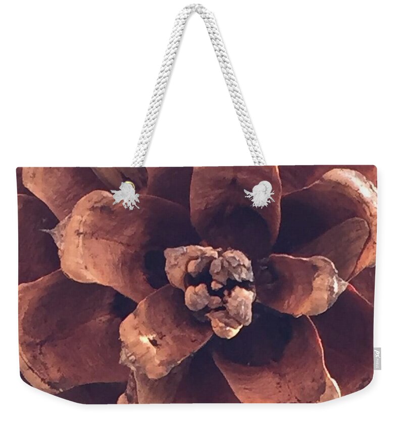 Nature Weekender Tote Bag featuring the photograph Pine Cone by Vonda Drees