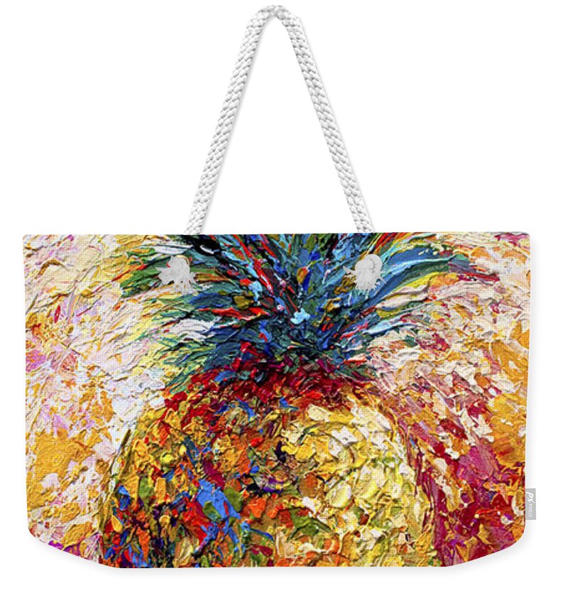 Pineapple Weekender Tote Bag featuring the painting Pineapple Expression by Marion Rose