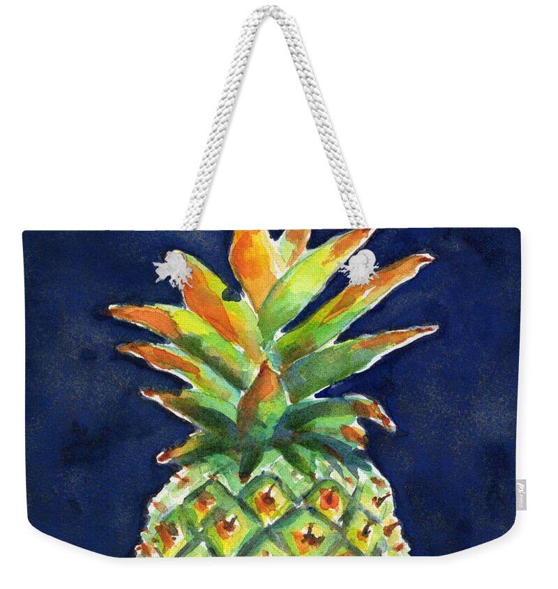Pineapple Weekender Tote Bag featuring the painting Pineapple Ripe Watercolor by Carlin Blahnik CarlinArtWatercolor