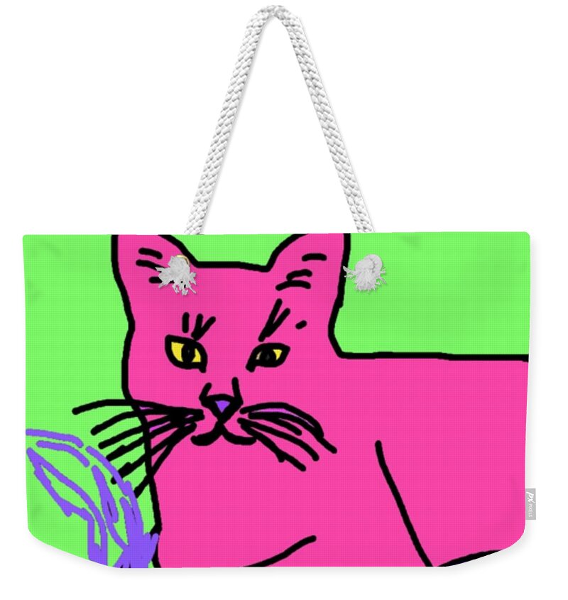 Animal Weekender Tote Bag featuring the digital art Pinky by Stacie Siemsen
