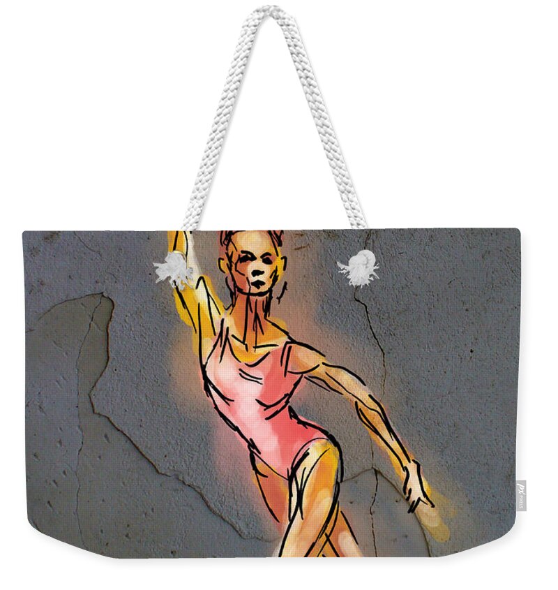 Dancer Weekender Tote Bag featuring the digital art Pink Dancer by Michael Kallstrom