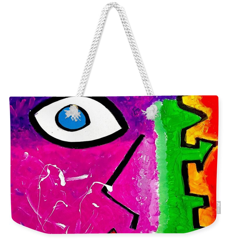 Pop Art Weekender Tote Bag featuring the painting Pink is the new blue by Neal Barbosa