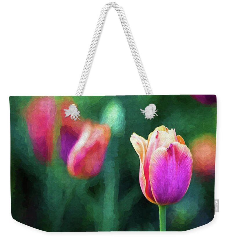 Single Tulip Weekender Tote Bag featuring the photograph Pink Petals by Sharon McConnell