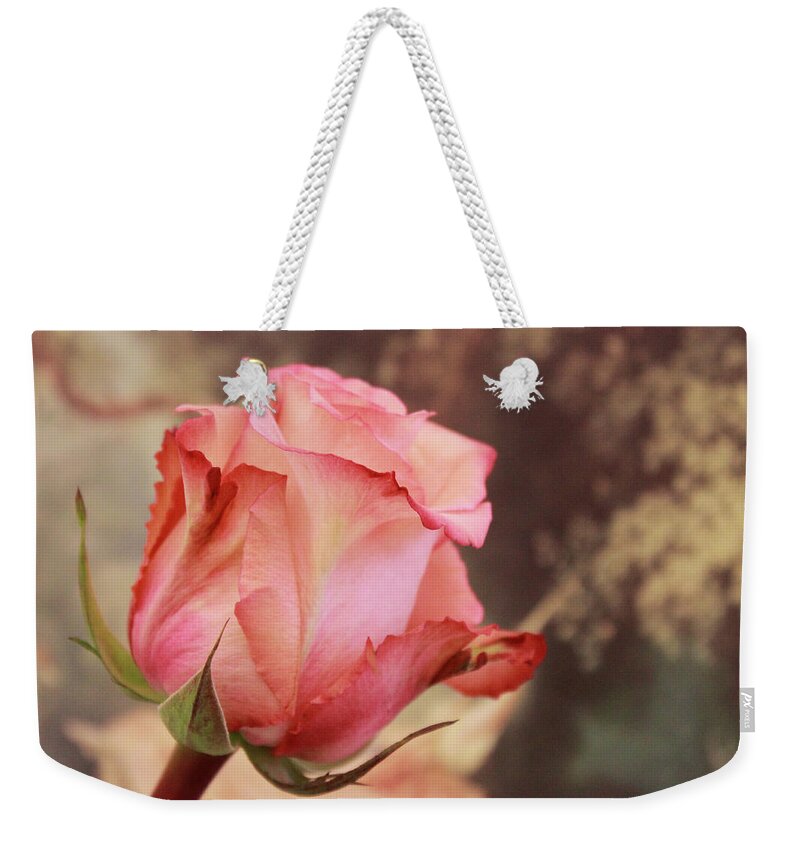 Rose Weekender Tote Bag featuring the photograph Pink Rose by Sandra Foster