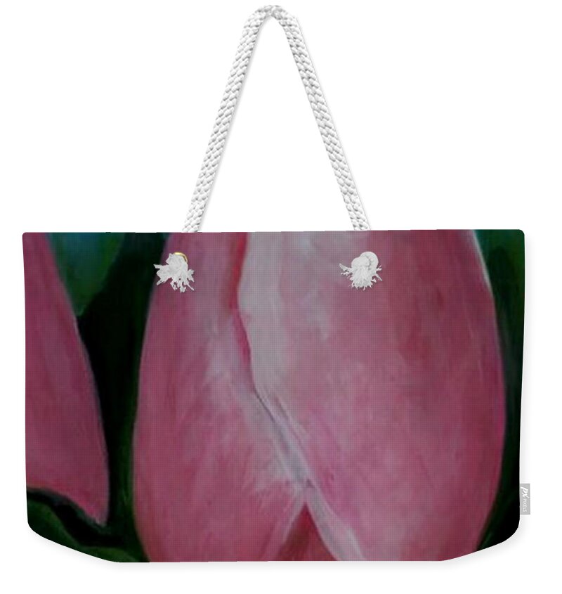 Floral Weekender Tote Bag featuring the painting Pink Serenity by Diane montana Jansson