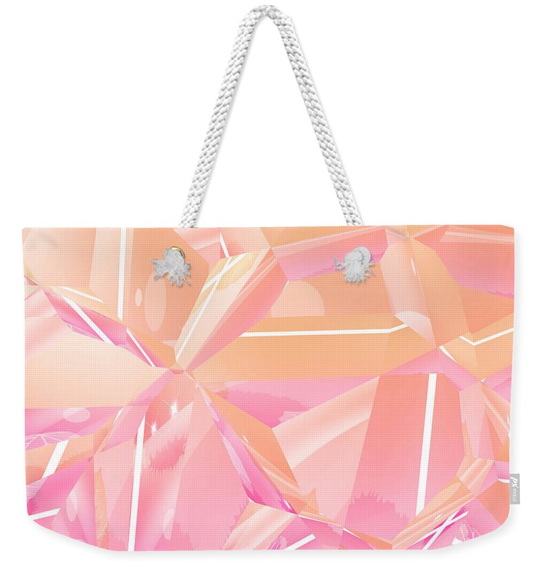 Pink Abstract Weekender Tote Bag featuring the digital art Pink Serenity by Kathy Kelly