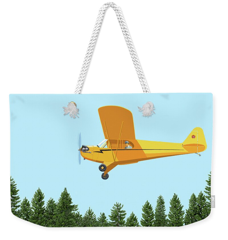 #faatoppicks Weekender Tote Bag featuring the digital art Piper cub Piper j3 by Gary Giacomelli