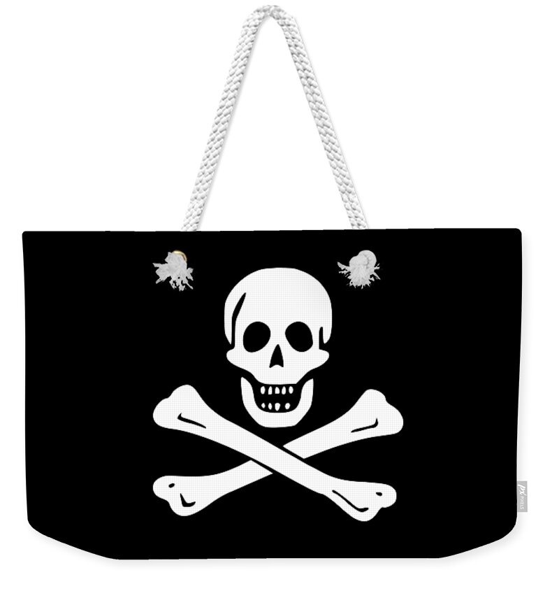 Jolly Weekender Tote Bag featuring the digital art Pirate Flag tee by Edward Fielding