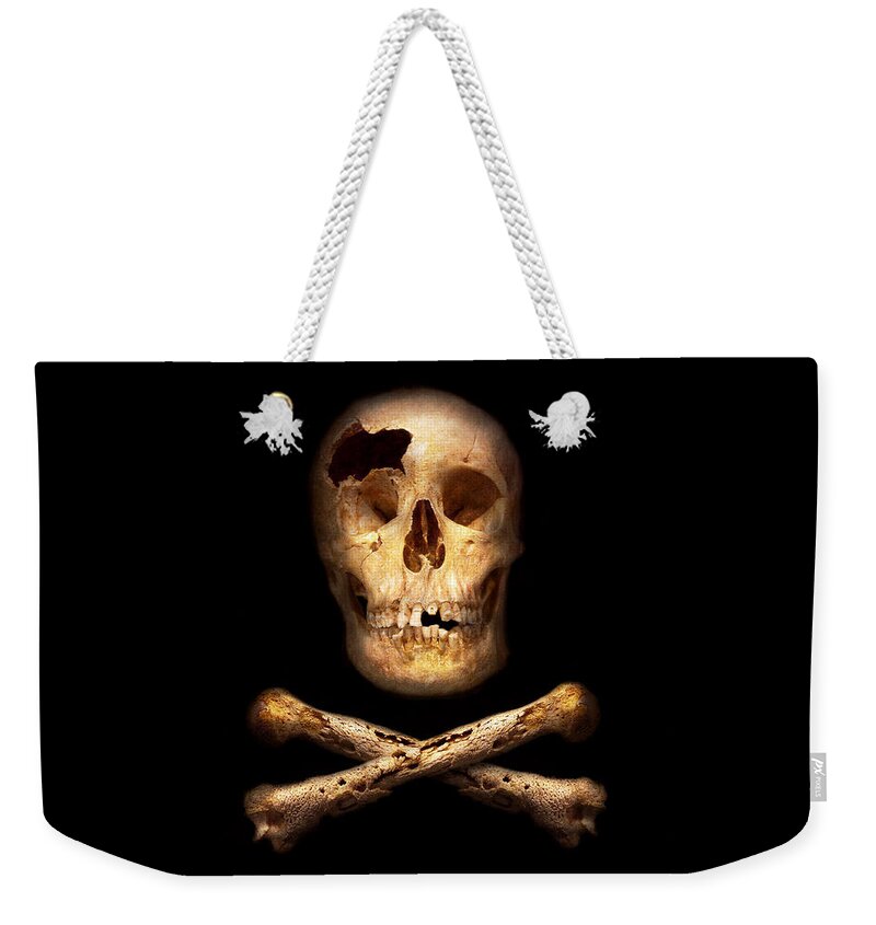 Pirate Weekender Tote Bag featuring the photograph Pirate - Pirate Flag - I'm a mighty pirate by Mike Savad